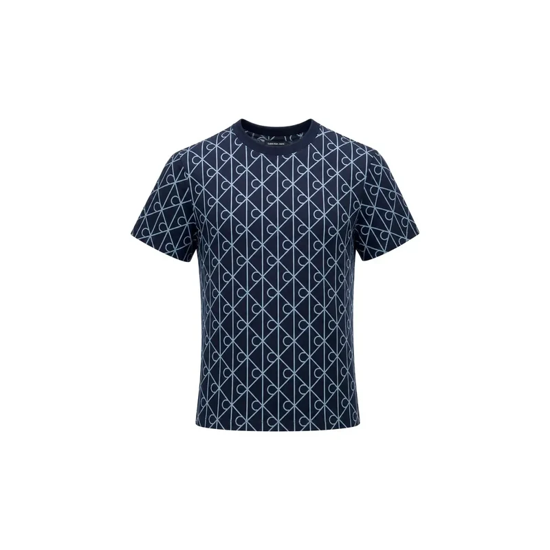 T-shirt en coton géométrique bleu pour femmes Calvin Klein Jeans