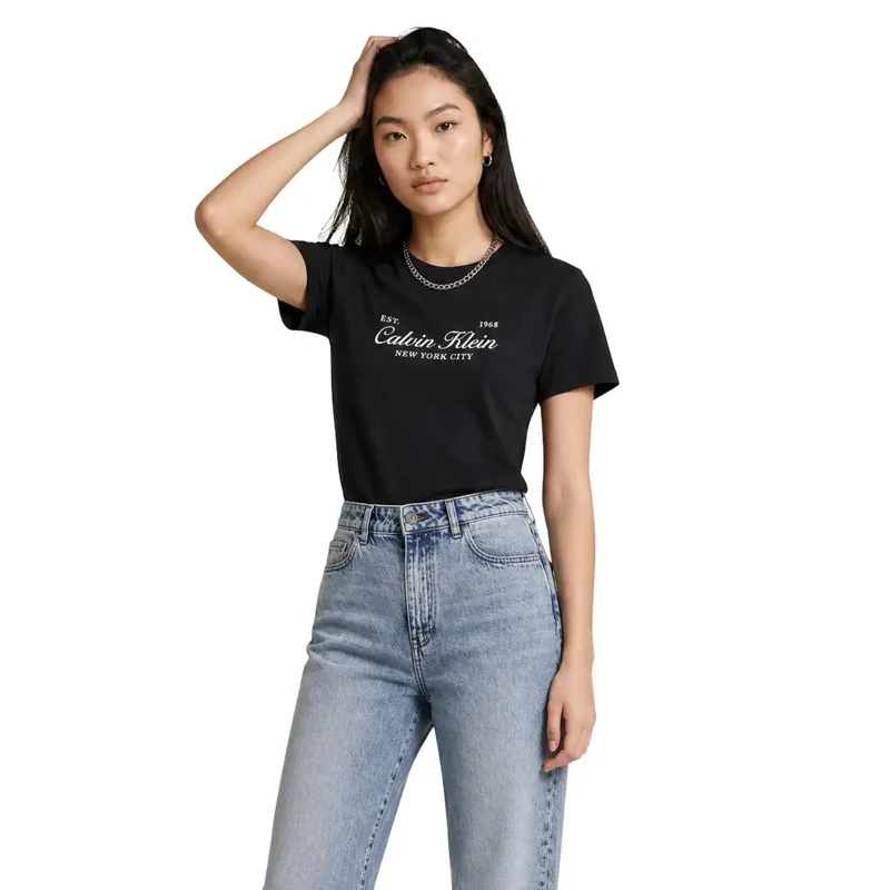 Calvin Klein Jeans pour femmes, t-shirt court classique en coton noir