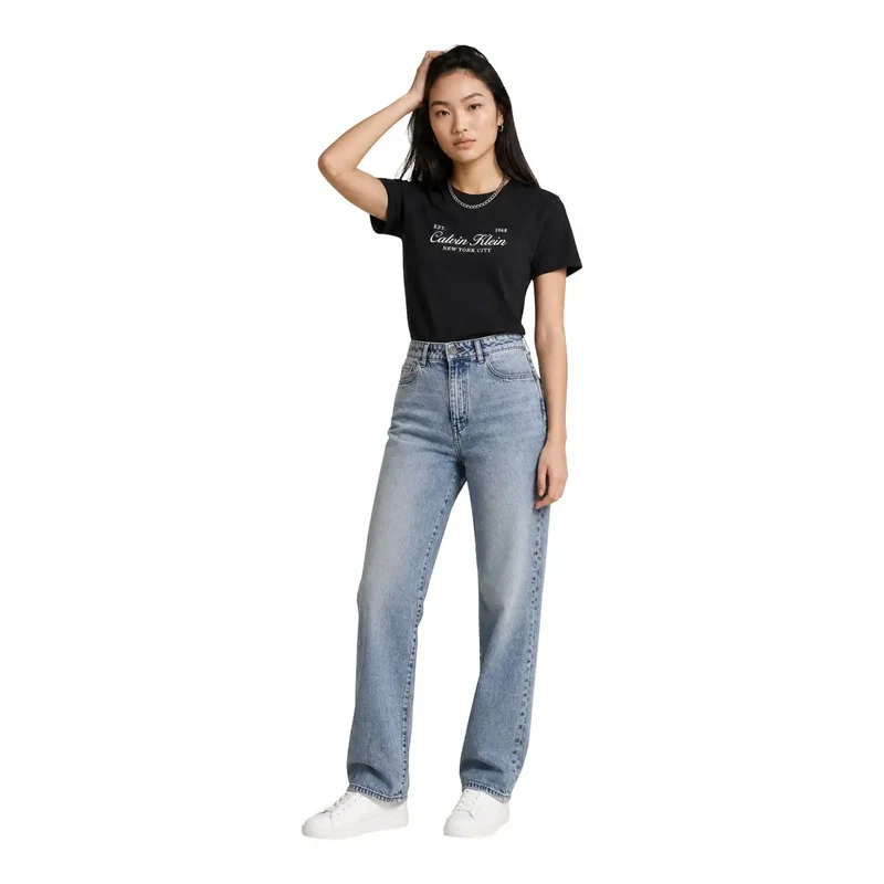 Calvin Klein Jeans pour femmes, t-shirt court classique en coton noir