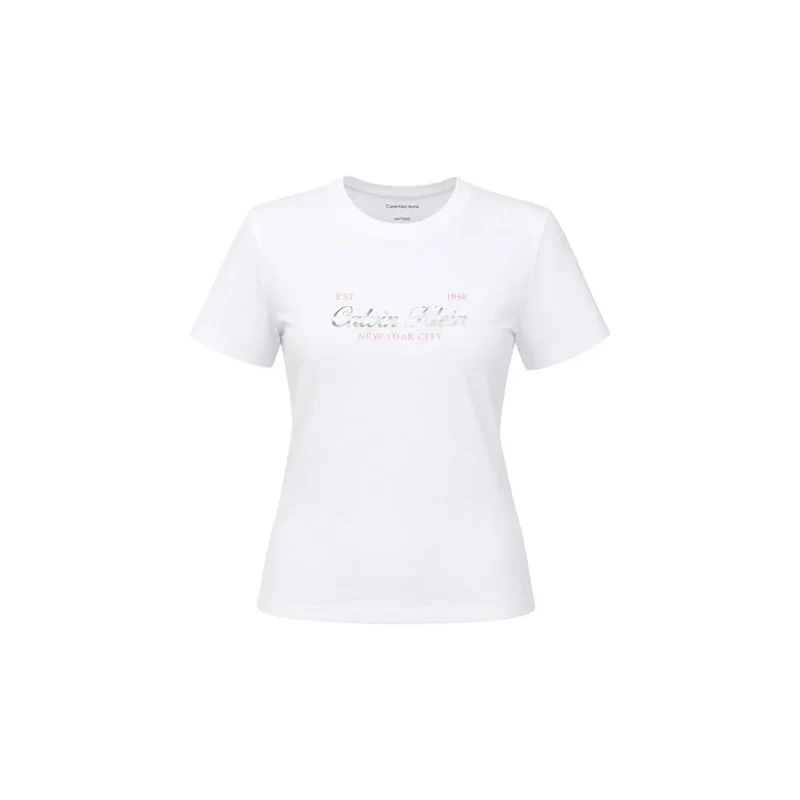 Chemisier T-shirt classique court en coton blanc pour femmes Calvin Klein Jeans