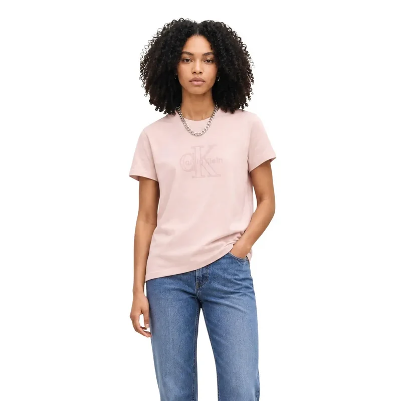 T-shirt en coton rose à manches courtes Calvin Klein Jeans pour femme
