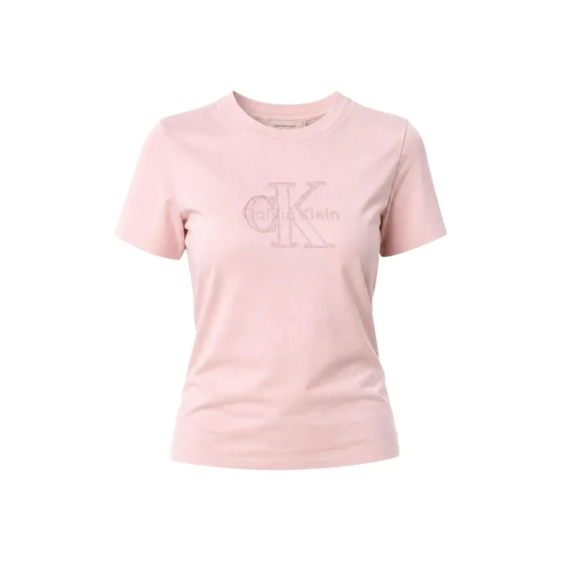 T-shirt en coton rose à manches courtes Calvin Klein Jeans pour femme