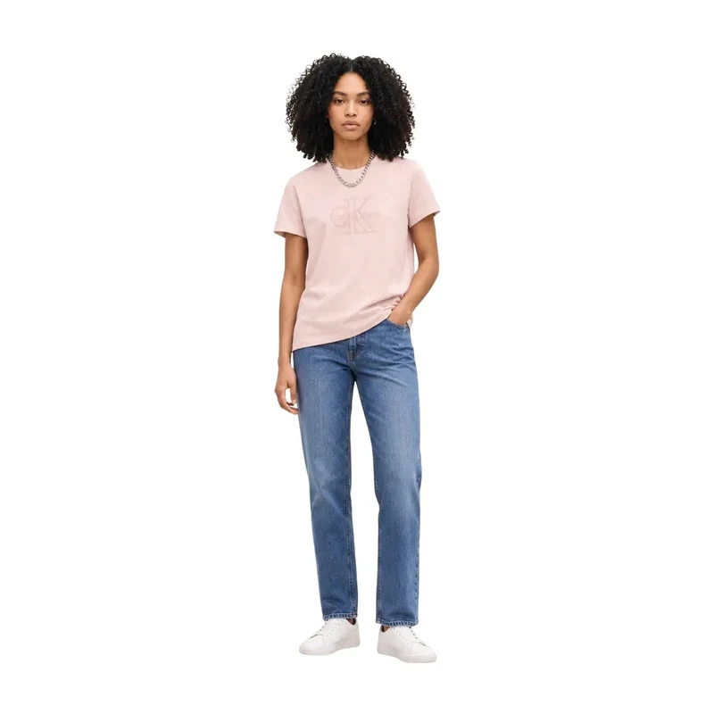 T-shirt en coton rose à manches courtes Calvin Klein Jeans pour femme
