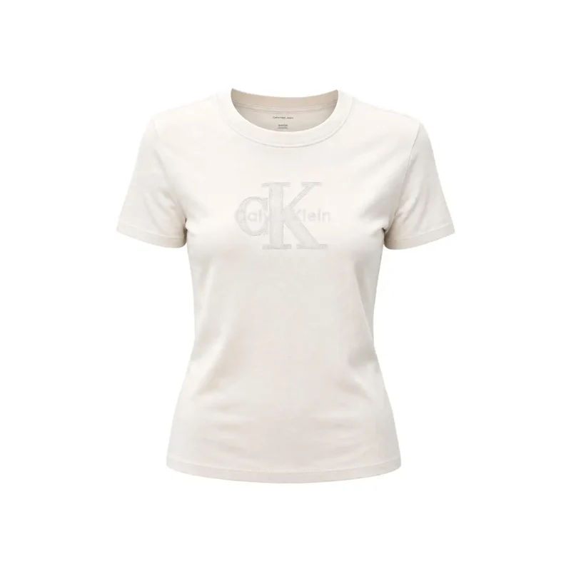 T-shirt Calvin Klein Jeans pour femme, blanc, en coton, col rond