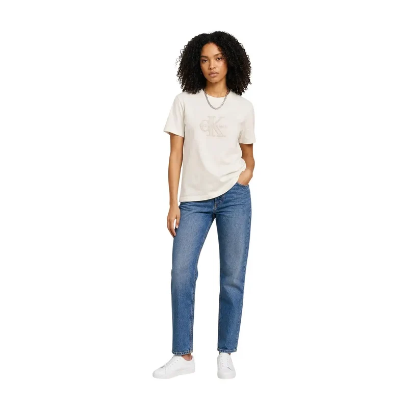 T-shirt Calvin Klein Jeans pour femme, blanc, en coton, col rond