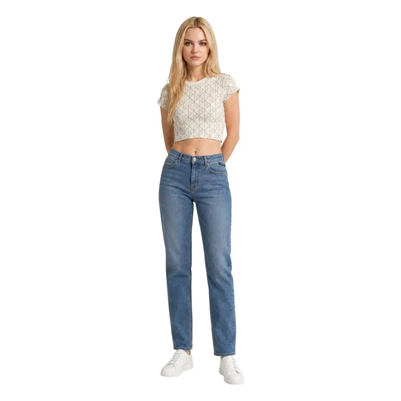 T-shirt Calvin Klein Jeans pour femmes, blanc, en coton, à col rond