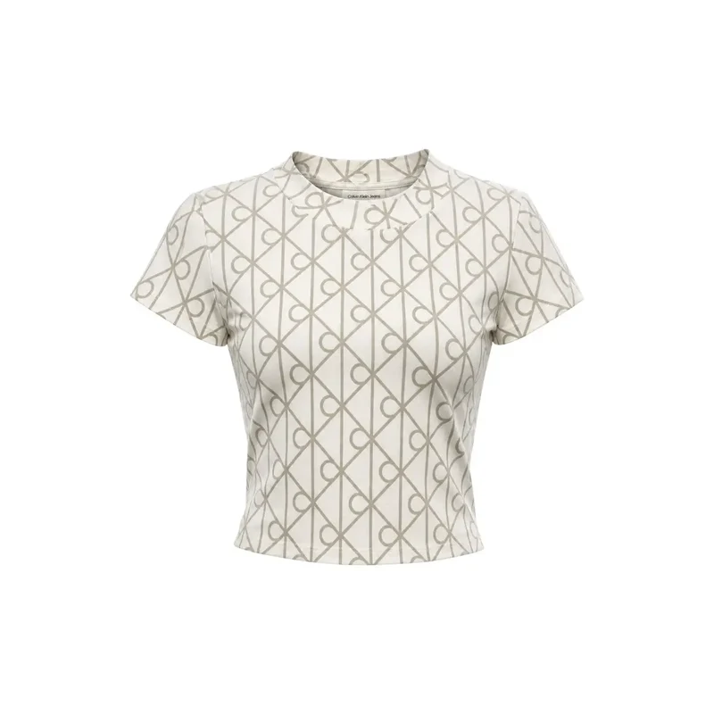 T-shirt Calvin Klein Jeans pour femmes, blanc, en coton, à col rond