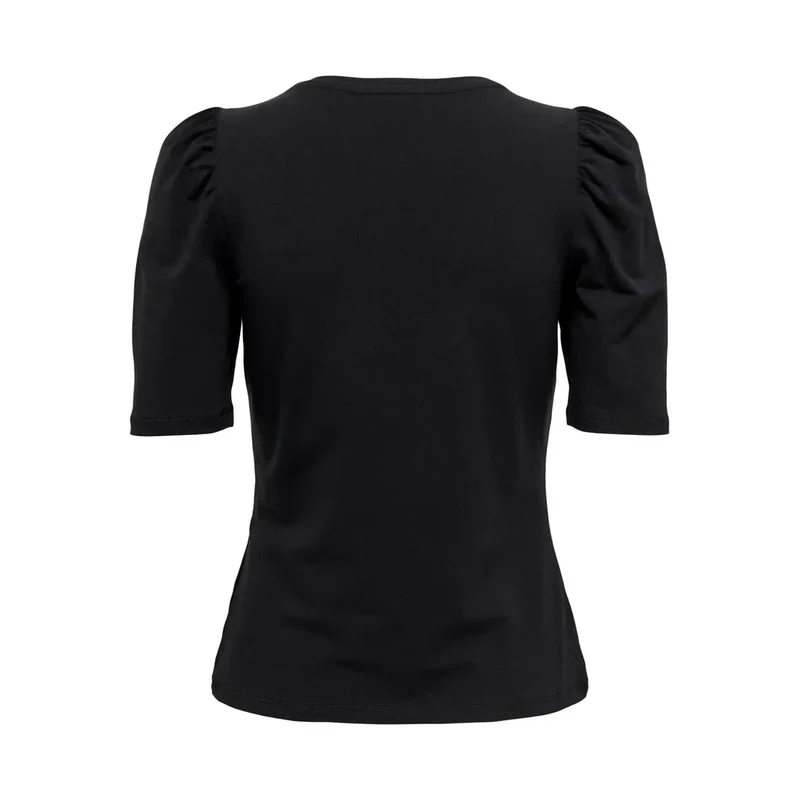 T-shirt pour femmes en coton à manches courtes, col rond, noir