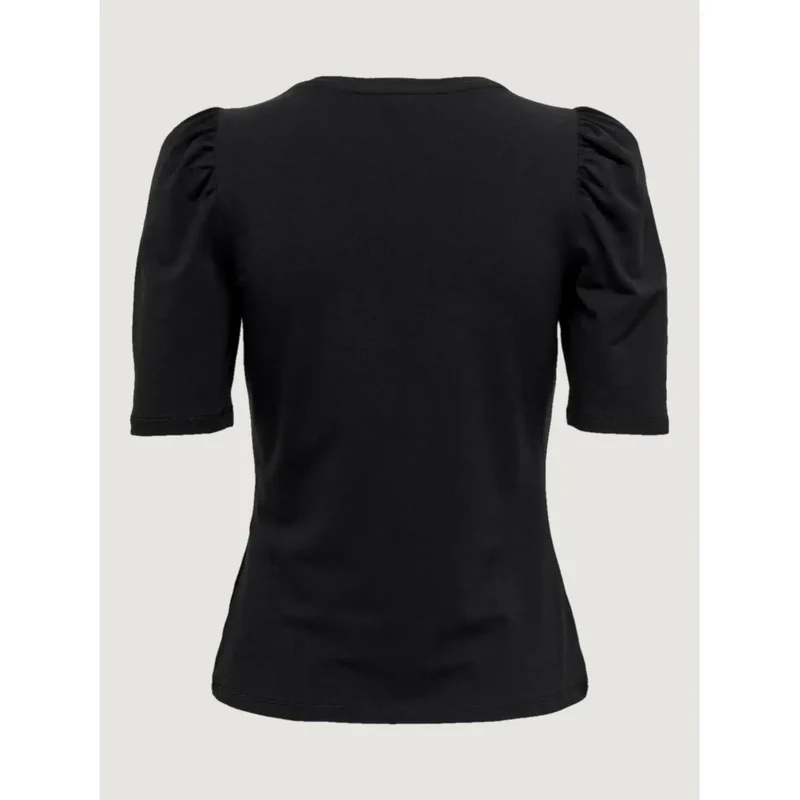 T-shirt pour femmes en coton à manches courtes, col rond, noir