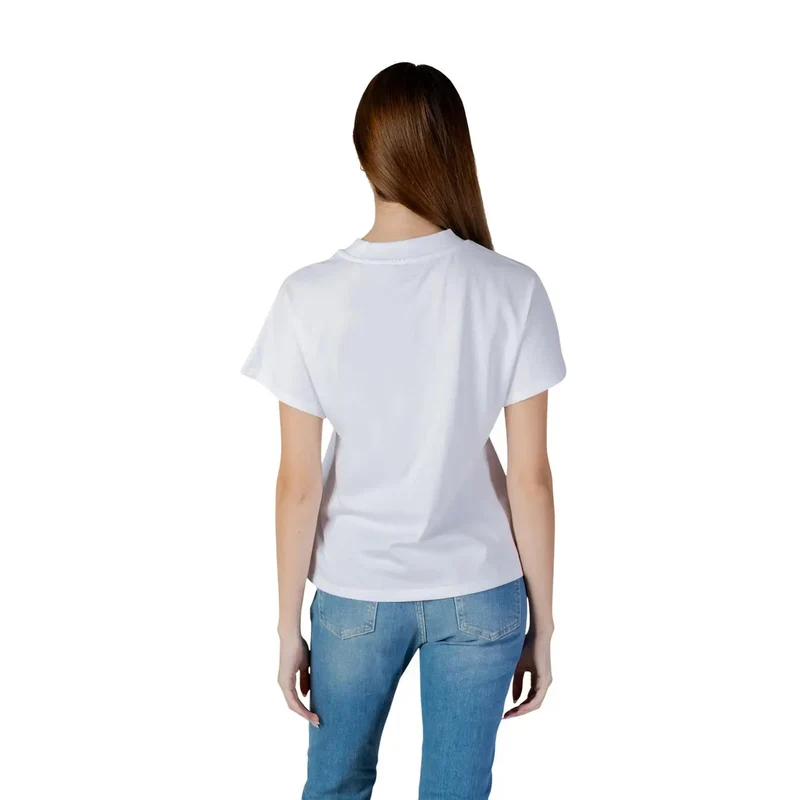 T-shirt en coton pour femmes blanc à strass, motif pop-corn