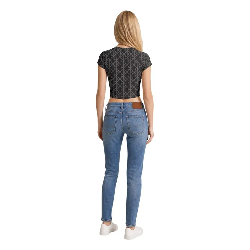 T-shirt en coton gris à col rond pour femme Calvin Klein Jeans