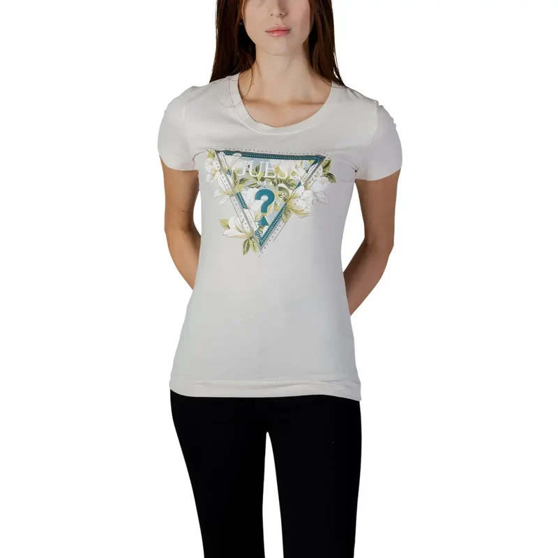 T-shirt noir à col rond en coton pour femmes avec logo en strass
