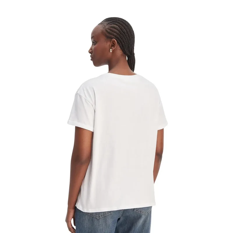 T-shirt pour femme Liu Jo à col rond, en coton blanc, à poche unique