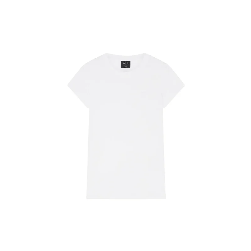 T-shirt en coton à col rond pour femmes Armani Exchange, blanc