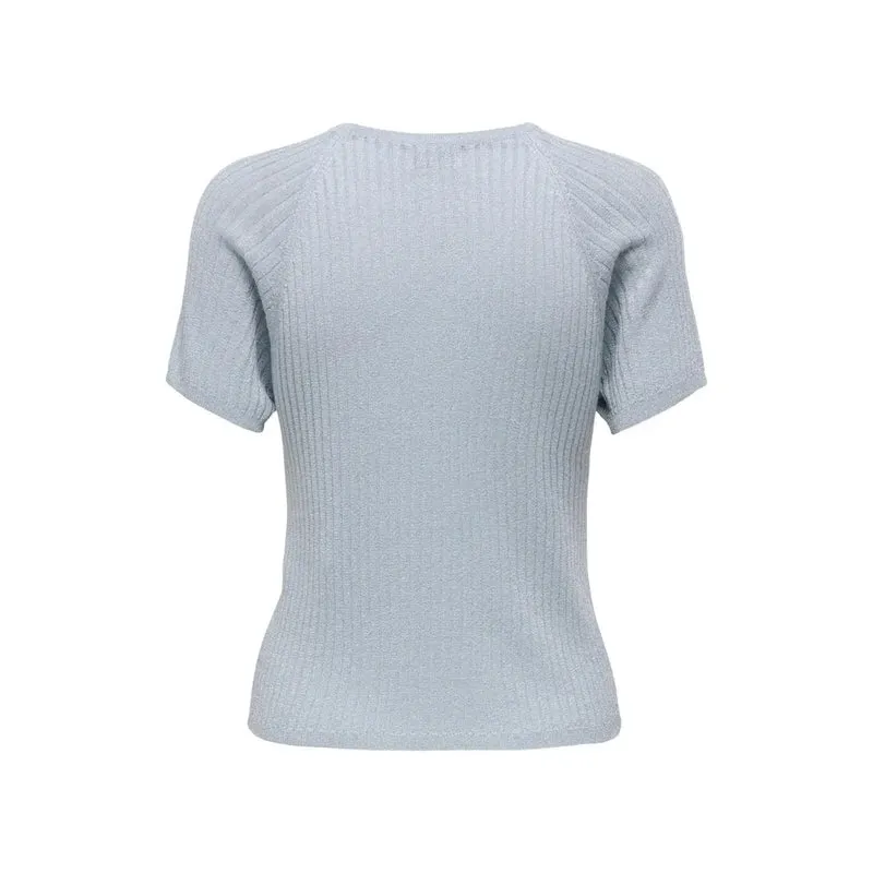T-shirt Jacqueline De Yong pour femmes, bleu clair, en viscose, col rond