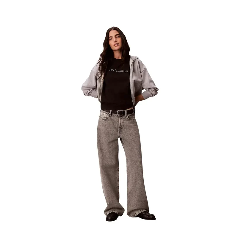 T-shirt Calvin Klein Jeans pour femmes en coton noir à col rond