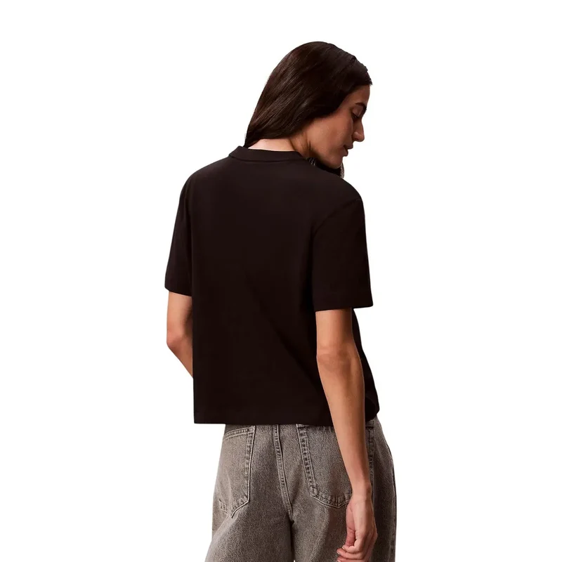 T-shirt Calvin Klein Jeans pour femmes en coton noir à col rond