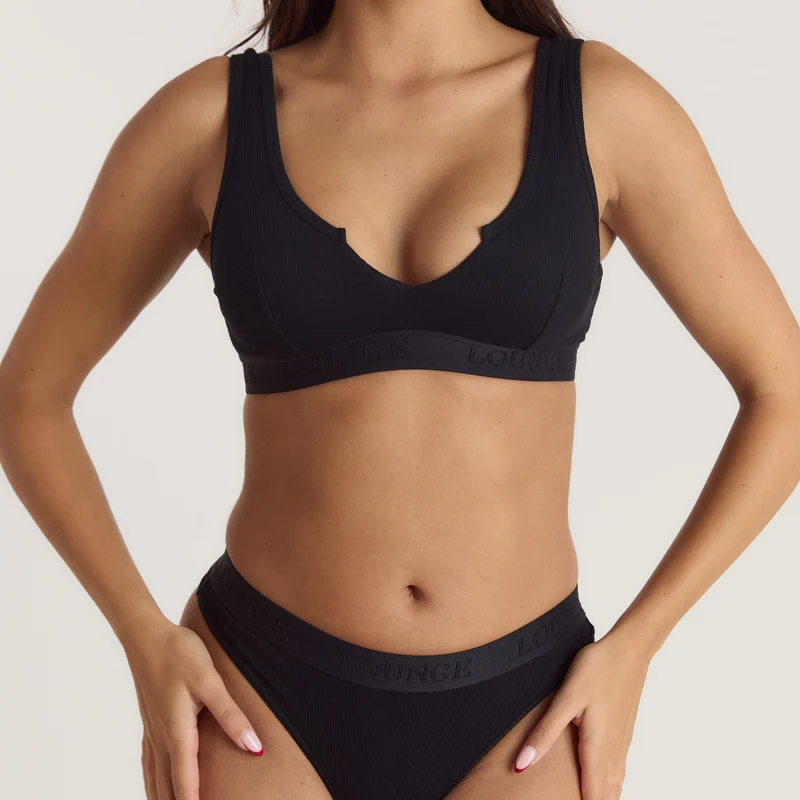 Brassière Push-Up Soft Ribbed - Noir