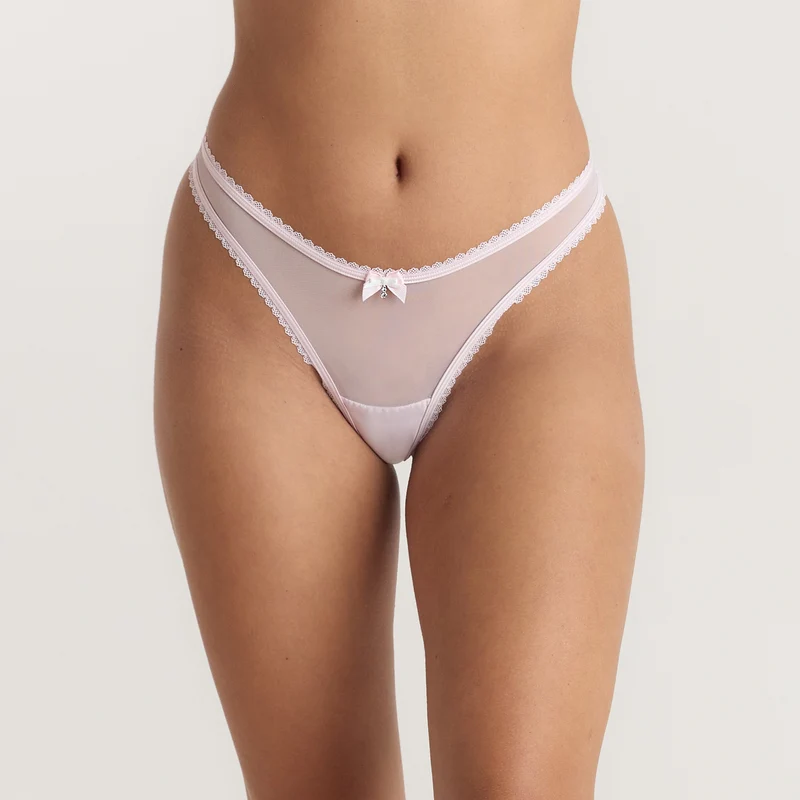 String à Nœud Satiné - Rose