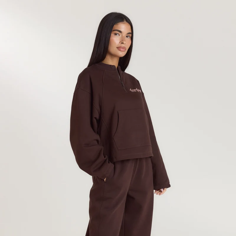 Pull avec Quart de Zip Lounge Living - Chocolat