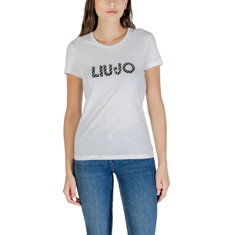 Liu Jo Women Blanc Imprimé Manches Courtes Col Rond T Shirt