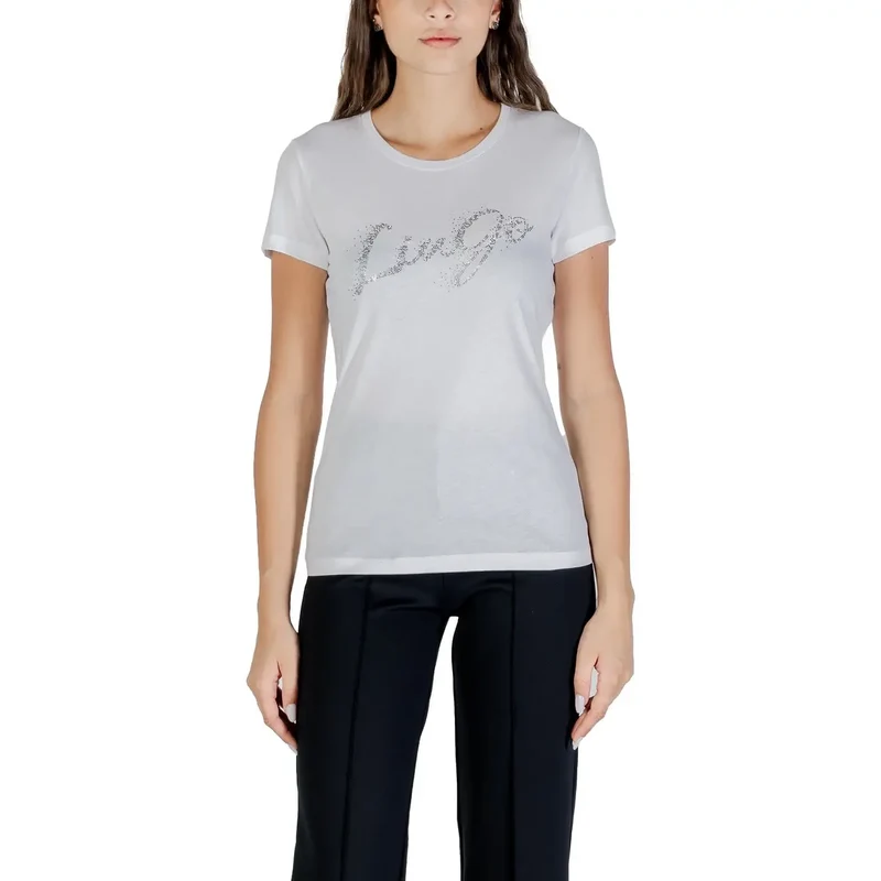 Liu Jo Women Blanc Imprimé Manches Courtes Col Rond T Shirt