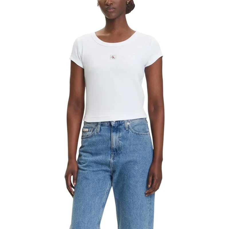 Calvin Klein Jeans Women Light Blue Short Sleeve Round Neck T shirt