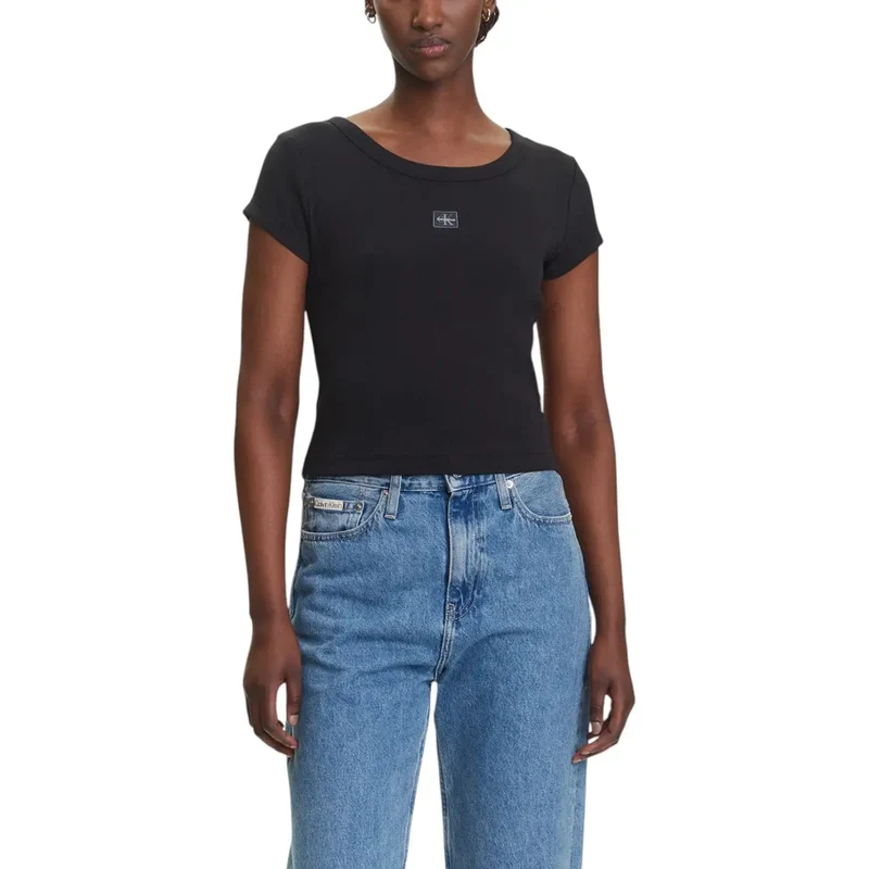 Calvin Klein Jeans Women Light Blue Short Sleeve Round Neck T shirt