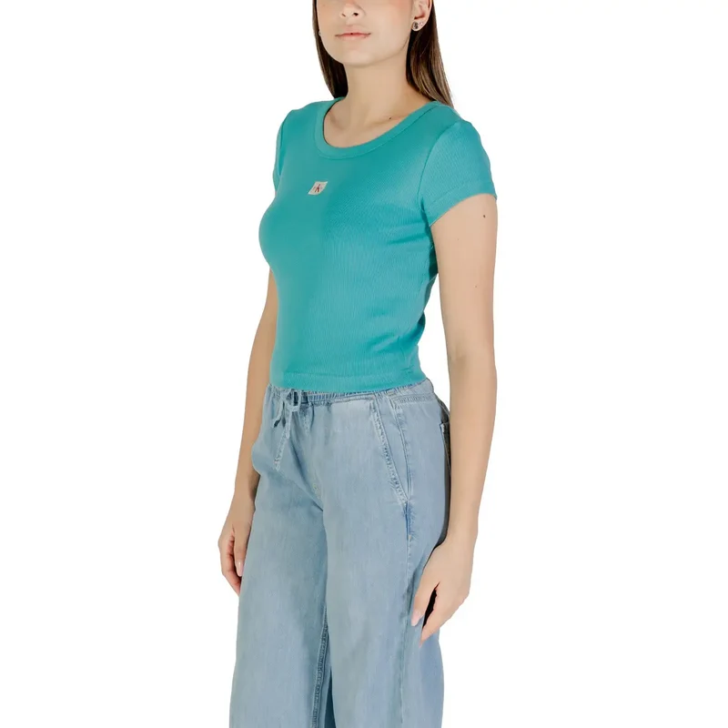 Calvin Klein Jeans Women Light Blue Short Sleeve Round Neck T shirt