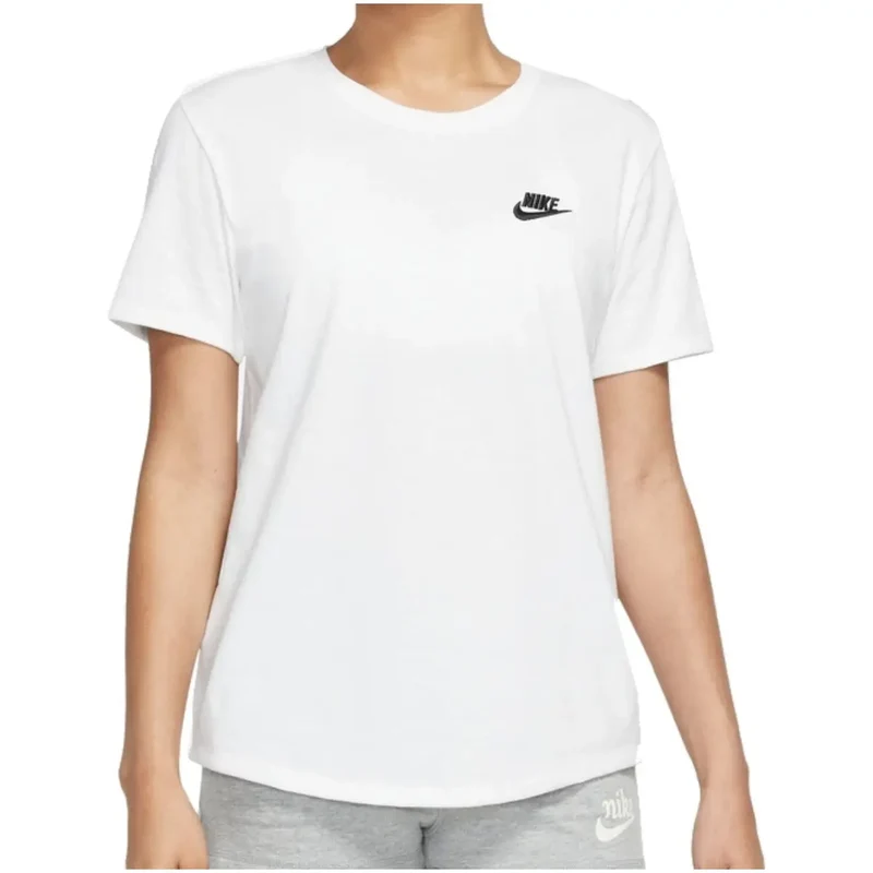 Nike Women All Season White Cotton Round Neck Short Sleeve T-Shirt