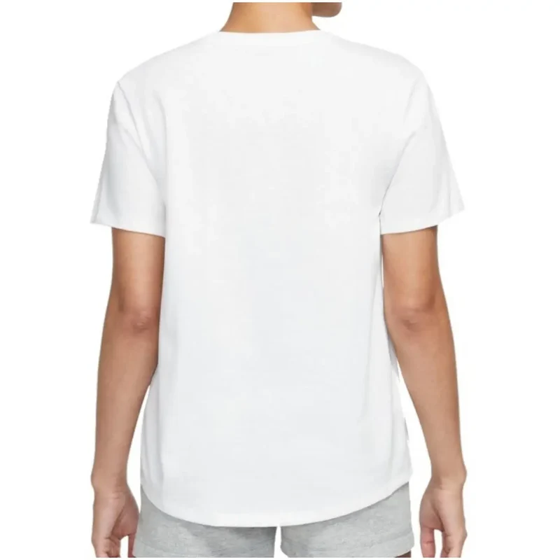 Nike Women All Season White Cotton Round Neck Short Sleeve T-Shirt