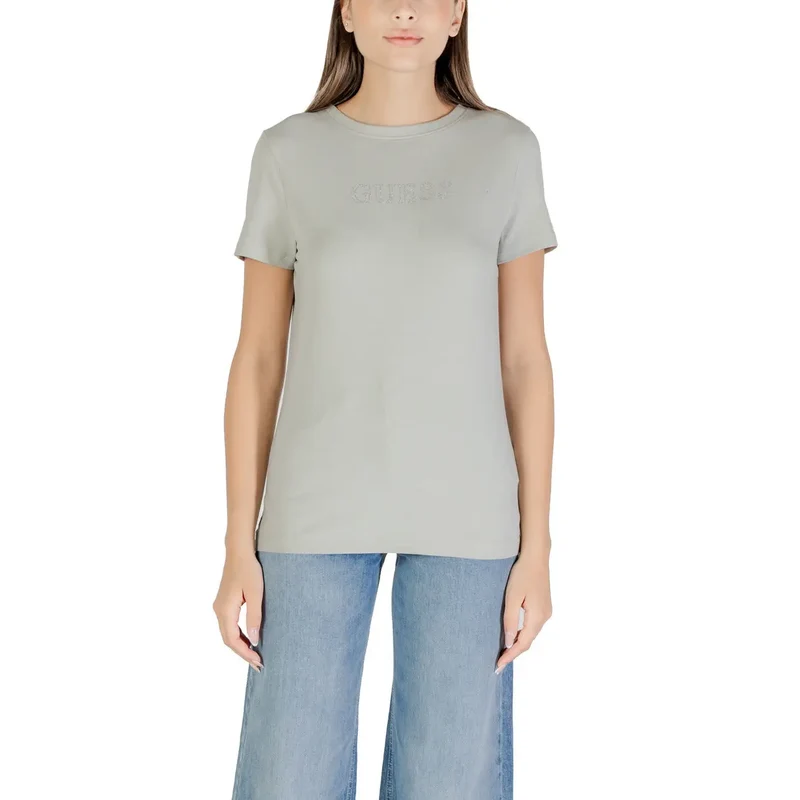 Guess Active Women Spring Summer Rhinestone Round Neck T Shirt Black