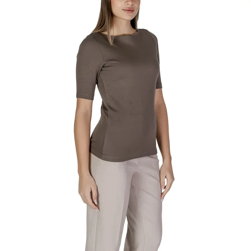 Street One Women Brown Round Neck Slip On T Shirt