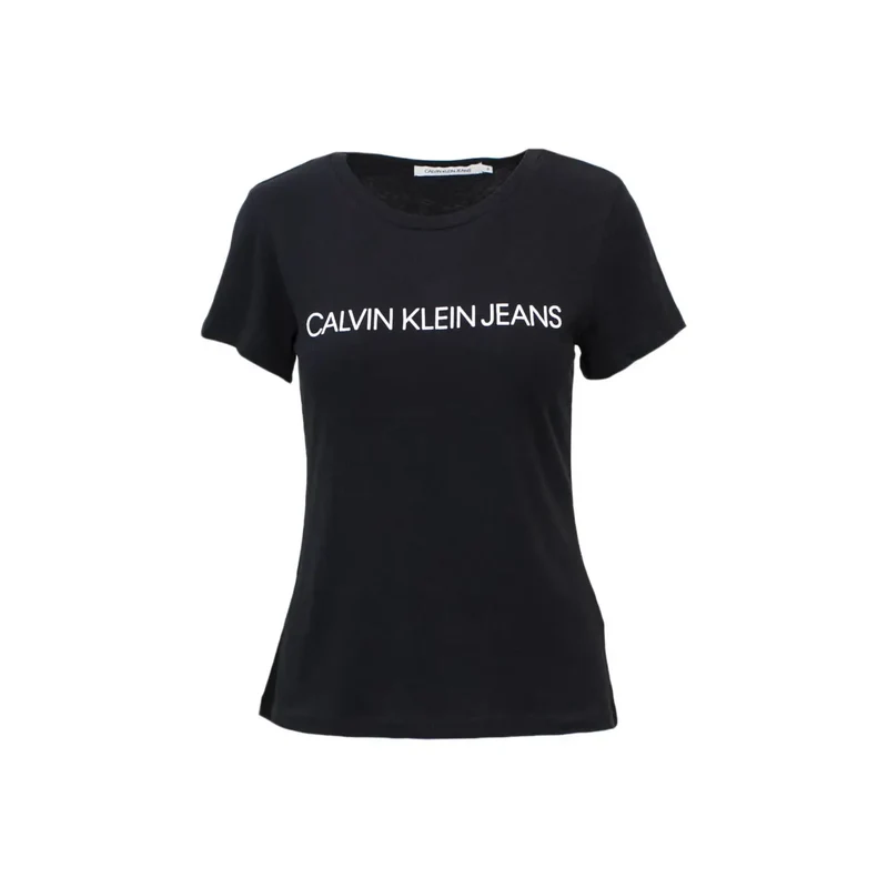 Calvin Klein Jeans Women White Cotton Round Neck T Shirt (T-shirt à col rond en coton blanc)