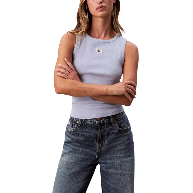 Débardeur sans manches à col rond Calvin Klein Jeans Women Light Blue