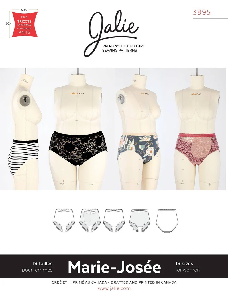 PDF PATRON DE COUTURE | 3895 | MARIE-JOSÉE Culotte pour femme (option stomie) | Jalie | BILINGUE (FR/EN)