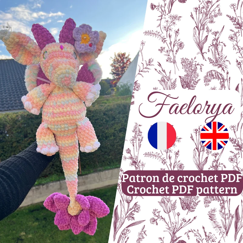 Faelorya - Le dragon elfique printanier | Patron au crochet - [FR-EN]