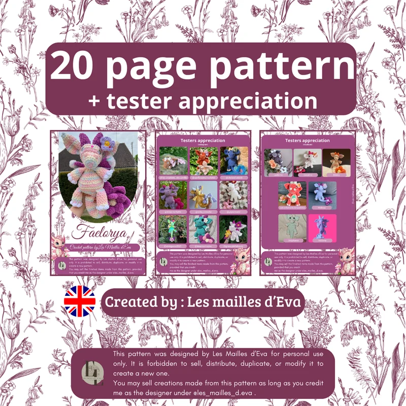Faelorya - Le dragon elfique printanier | Patron au crochet - [FR-EN]