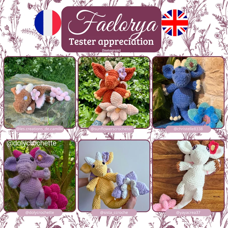 Faelorya - Le dragon elfique printanier | Patron au crochet - [FR-EN]