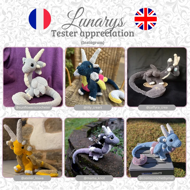 Lunarys - Le dragon de la lune | Patron au crochet - [FR-EN]