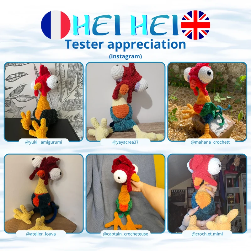 Hei Hei - Le coq | Patron au crochet - [FR-EN]