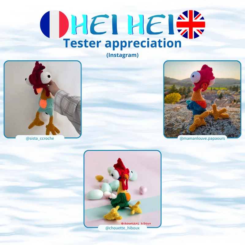 Hei Hei - Le coq | Patron au crochet - [FR-EN]