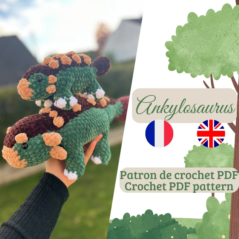 Ankylosaure & bébé ankylo | Patron au crochet - [FR-EN]