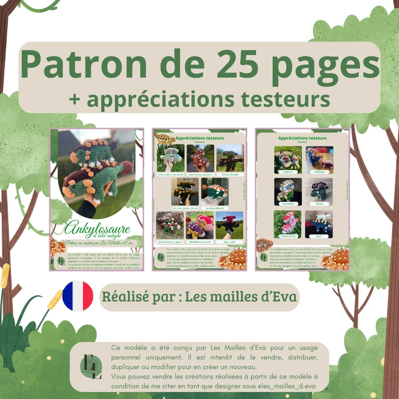 Ankylosaure & bébé ankylo | Patron au crochet - [FR-EN]