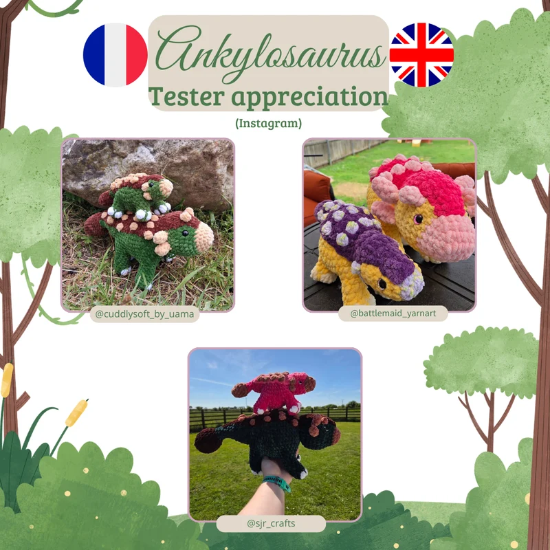 Ankylosaure & bébé ankylo | Patron au crochet - [FR-EN]