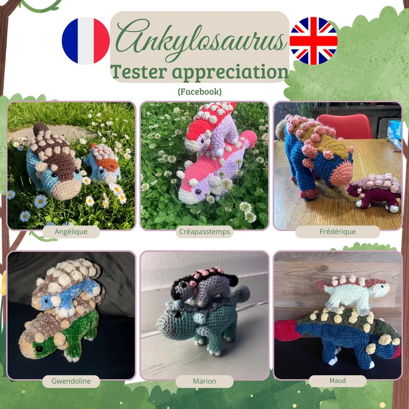 Ankylosaure & bébé ankylo | Patron au crochet - [FR-EN]