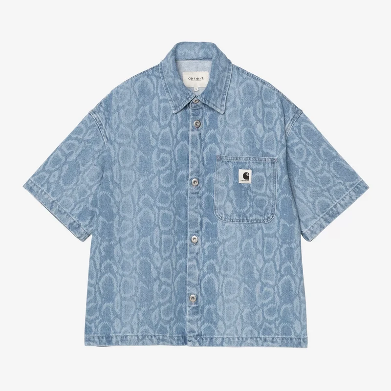 W S/S Snake Lovilia Shirt Blue Bleached