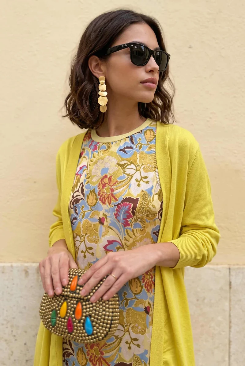Printed Dress And Coat Set