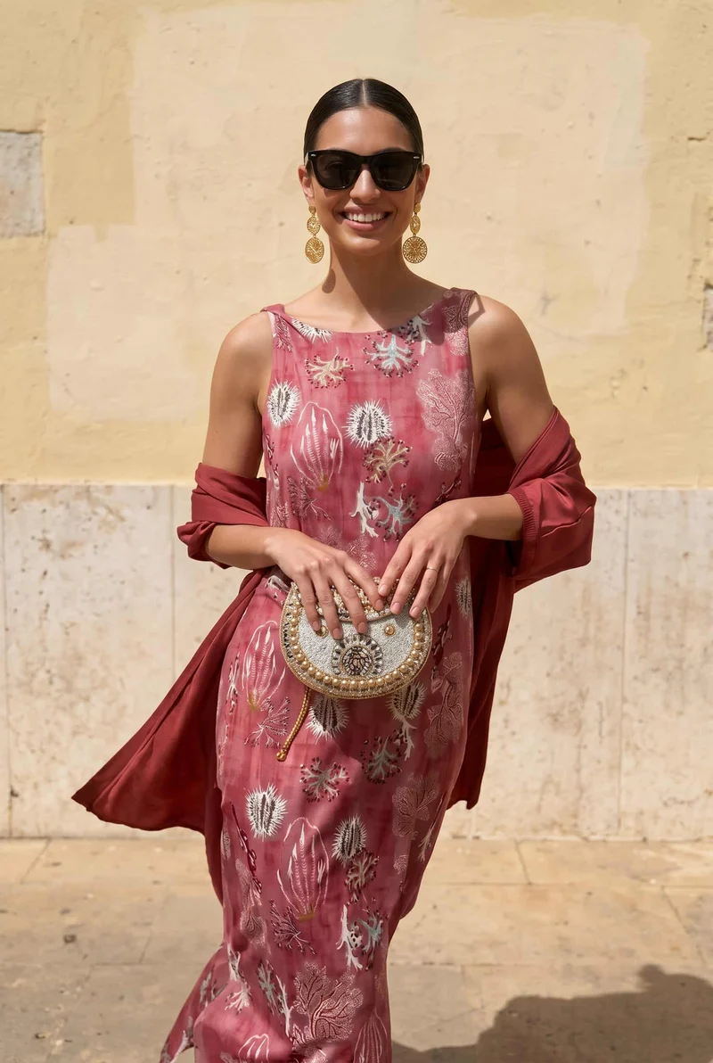 Printed Dress And Coat Set