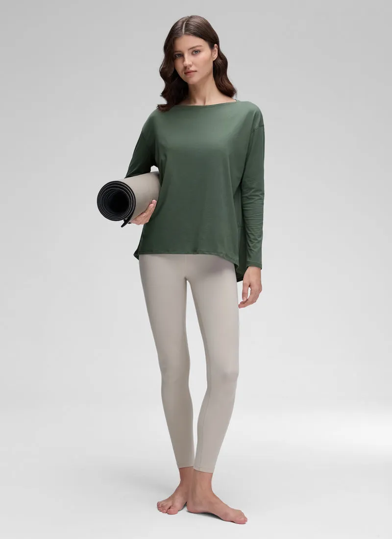 Pima Cotton Boat Neck Long Sleeve